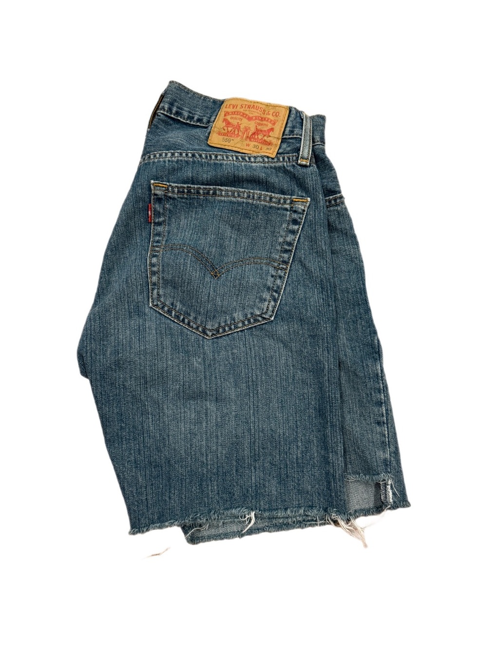 Levi’s 559 Relaxed Straight Denim Cutoff Jorts Bermudas W30 Raw Hem Unisex 2022